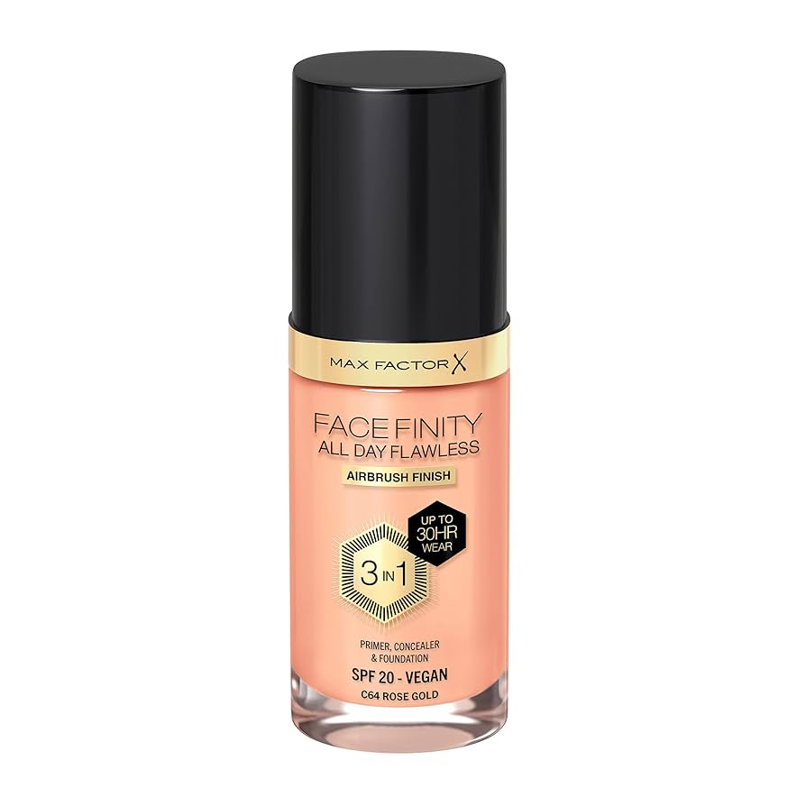 Max Factor Face Finity 3 In 1 All Day Flawless Foundation - C64 Rose Gold
