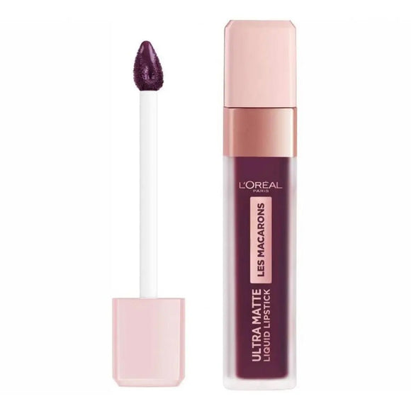 L'Oreal Les Macarons Ultra Matte Liquid Lipstick - 830 Blackcurrant Crush - Branded Beauty