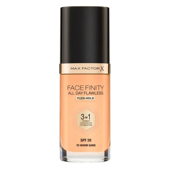 Max Factor Face Finity 3 In 1 All Day Flawless Foundation - 70 Warm Sand - Branded Beauty