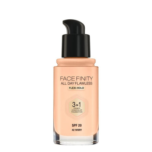 Max Factor Face Finity 3 In 1 All Day Flawless Foundation - N42 Ivory - Branded Beauty