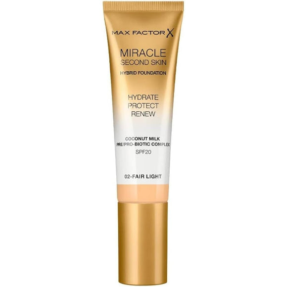 Max Factor Miracle Second Skin Hybrid Foundation - 02 Fair Light - Branded Beauty