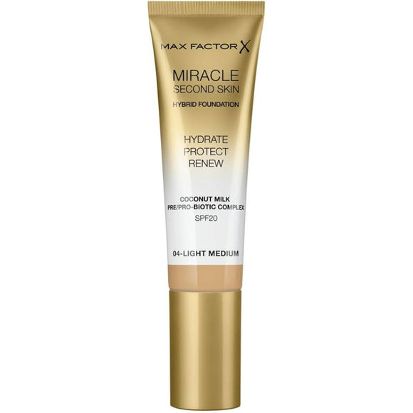 Max Factor Miracle Second Skin Hybrid Foundation - 04 Light Medium - Branded Beauty
