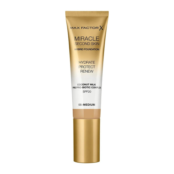 Max Factor Miracle Second Skin Hybrid Foundation - 05 Medium - Branded Beauty