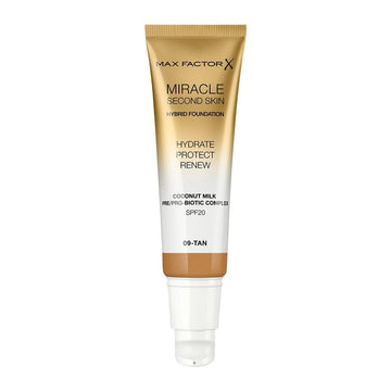 Max Factor Miracle Second Skin Hybrid Foundation - 09 Tan - Branded Beauty