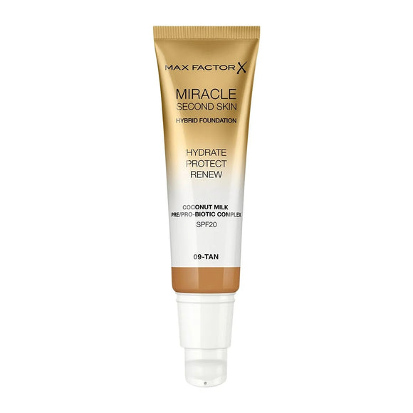 Max Factor Miracle Second Skin Hybrid Foundation - 09 Tan - Branded Beauty