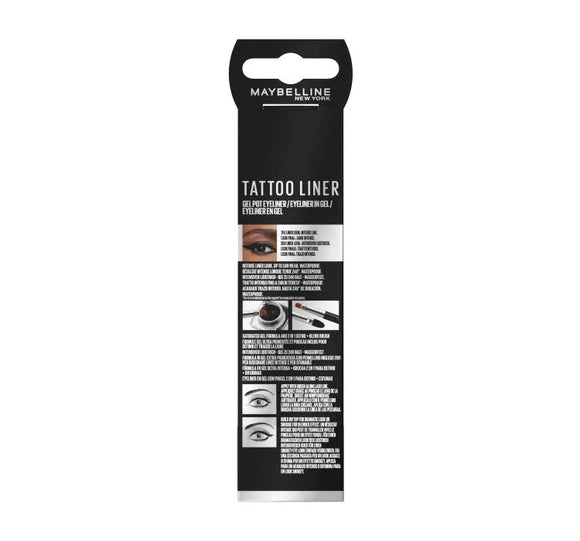 Maybelline Tattoo Liner Gel Pot Eyeliner + 2 In 1 Brush - 950 Blackest Black - Branded Beauty