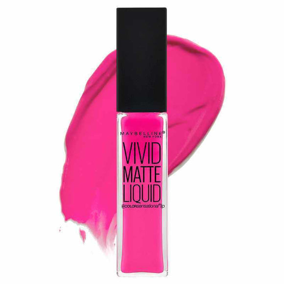Maybelline Vivid Matte Liquid Lip Gloss - 15 Electric Pink - Branded Beauty