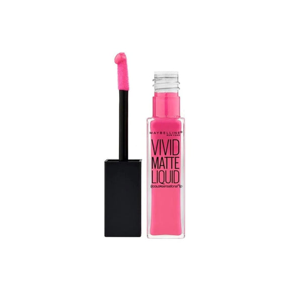 Maybelline Vivid Matte Liquid Lip Gloss - 15 Electric Pink - Branded Beauty