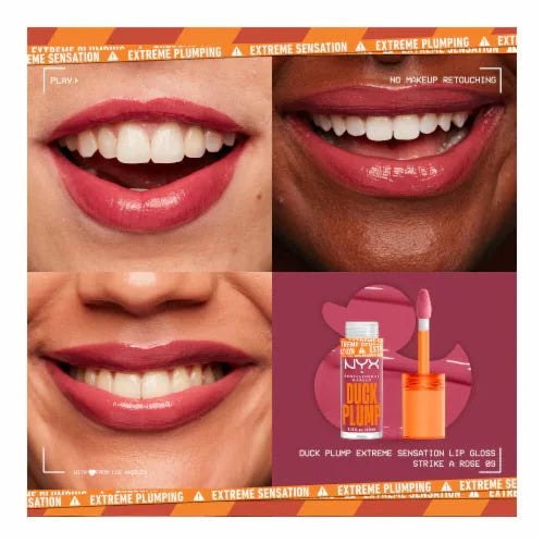 NYX Duck Plump High Pigment Lip Gloss - 09 Strike A Rose - Branded Beauty