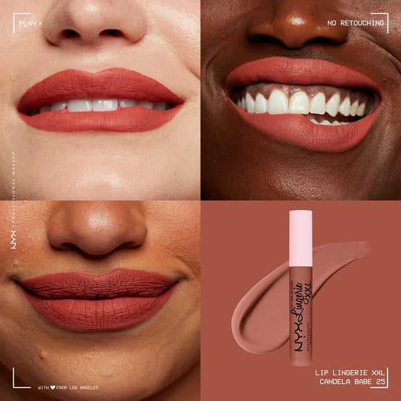 NYX Lingerie XXL Matte Liquid Lipstick - 25 Candela Babe - Branded Beauty