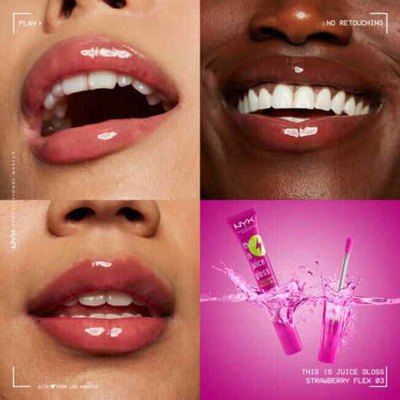 NYX This Is Juice Gloss Electrolyte Infused Color - 03 Strawberry Flex - Branded Beauty
