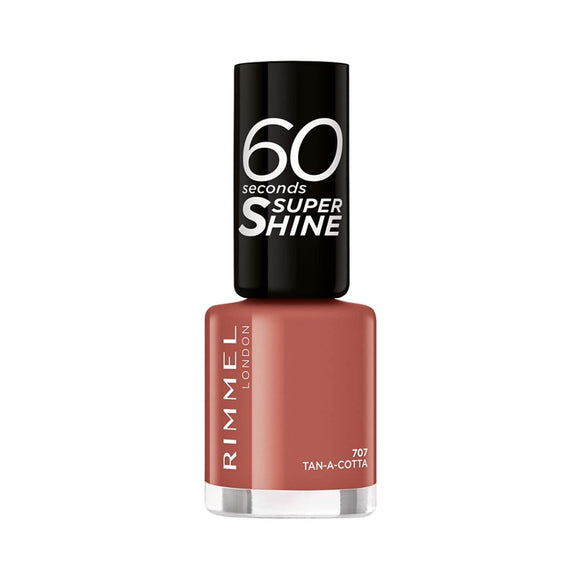 Rimmel 60 Seconds Super Shine Nail Polish - 707 Tan - A - Cotta - Branded Beauty