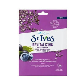 St. Ives Revitalising Sheet Mask - Acai, Blueberry & Chia Seed Oil - Branded Beauty